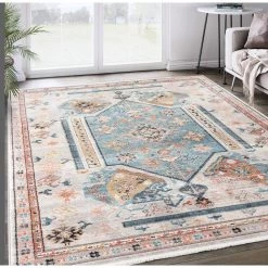Azure Beige 5 ft. 3 in. x 7 ft. 6 in. Oriental Polyester Area Rug by Abani -Abani Sales beige abani area rugs azr130a 5 31 1000