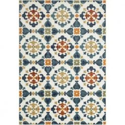 Hampton Beige 5.3 ft. x 7.6 ft. Abstract Polypropylene Area Rug by Abani