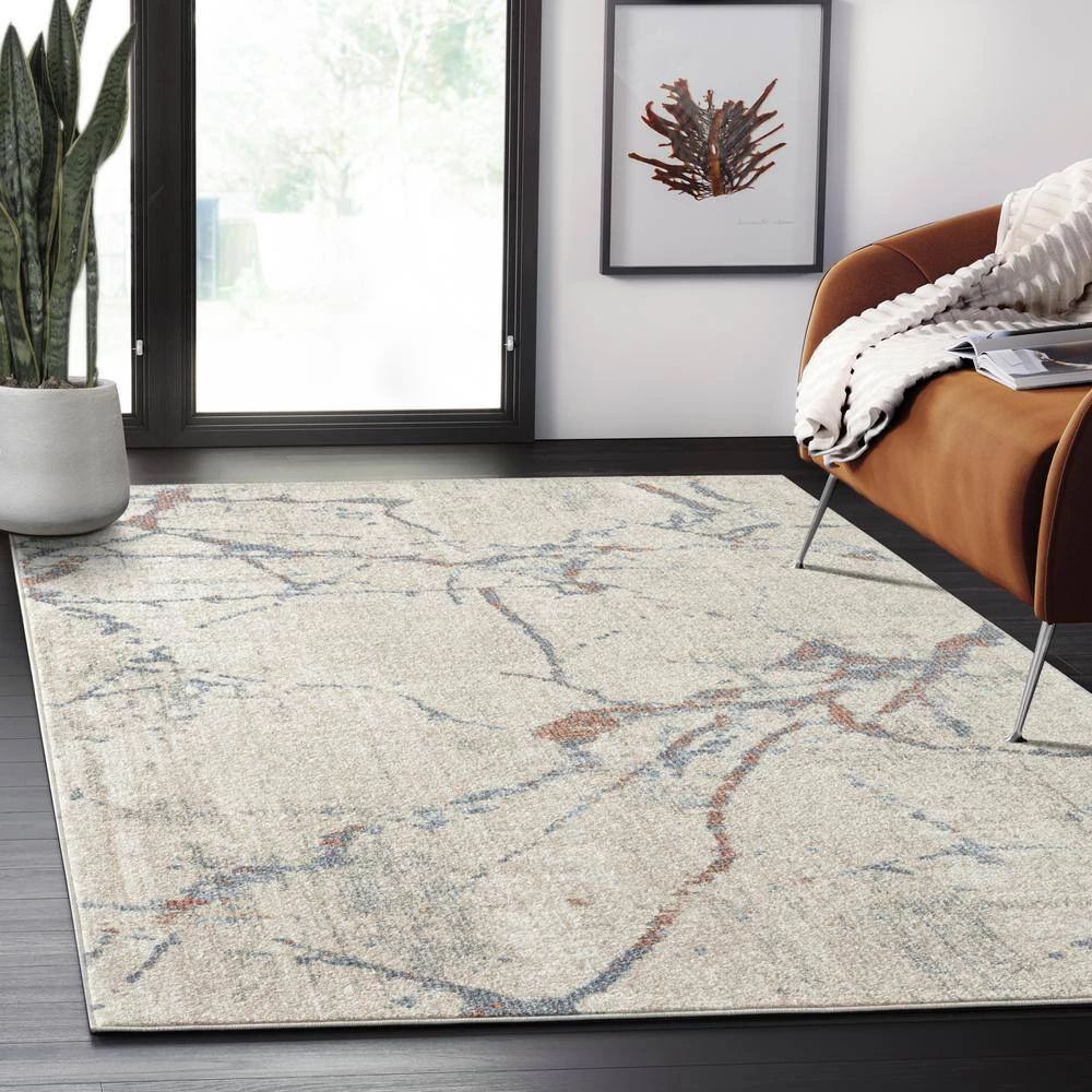 Milas Beige 5 ft. 3 ft. x 7 ft. 6 in. Abstract Polypropylene Area Rug by Abani 12 Milas Beige 5 ft. 3 ft. x 7 ft. 6 in. Abstract Polypropylene Area Rug by Abani - Image 10