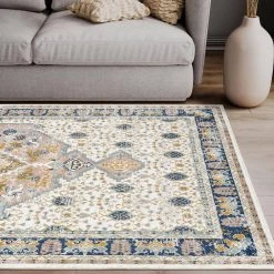 Porto Beige 5 ft. 3 ft. x 7 ft. 6 in. Oriental Polypropylene Area Rug by Abani -Abani Sales beige abani area rugs prt150a 5 44 1000