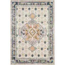 Porto Beige 5 ft. 3 ft. x 7 ft. 6 in. Oriental Polypropylene Area Rug by Abani