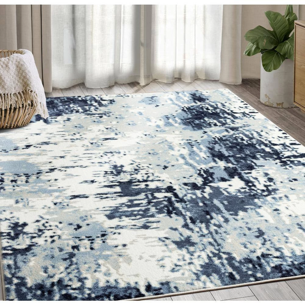 Arto Blue 6 ft. x 9 ft. Distressed Polypropylene Area Rug by Abani 10 Arto Blue 6 ft. x 9 ft. Distressed Polypropylene Area Rug by Abani - Image 8