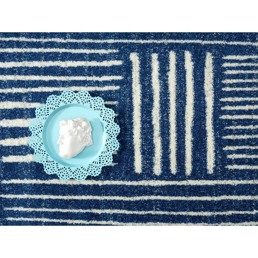 Casa Blue 7.9 ft. x 10.2 ft. Geometric Polypropylene Area Rug by Abani 7 Casa Blue 7.9 ft. x 10.2 ft. Geometric Polypropylene Area Rug by Abani - Image 5