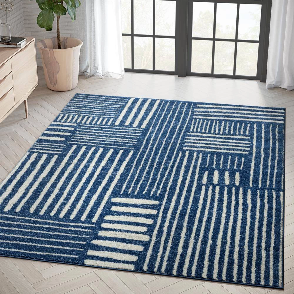 Casa Blue 7.9 ft. x 10.2 ft. Geometric Polypropylene Area Rug by Abani 10 Casa Blue 7.9 ft. x 10.2 ft. Geometric Polypropylene Area Rug by Abani - Image 8