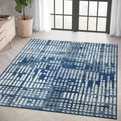Casa Blue 4 ft. x 6 ft. Geometric Polypropylene Area Rug by Abani -Abani Sales blue abani area rugs cas290a 4 31 1000