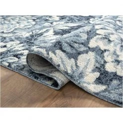 Cruz Blue 5.3 ft. x 7.6 ft. Floral Polypropylene Area Rug by Abani -Abani Sales blue abani area rugs cru140a 5 4f 1000