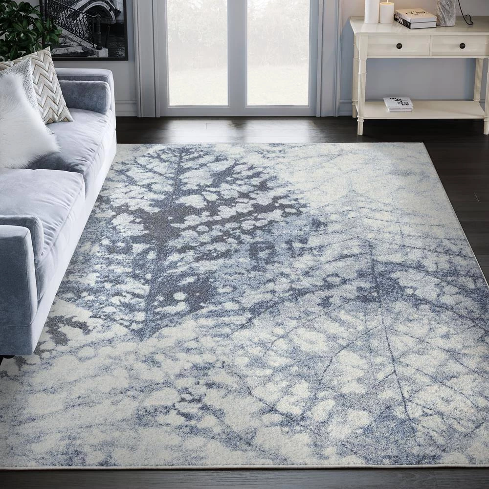 Cruz Blue 6 ft. x 9 ft. Floral Polypropylene Area Rug by Abani 10 Cruz Blue 6 ft. x 9 ft. Floral Polypropylene Area Rug by Abani - Image 8