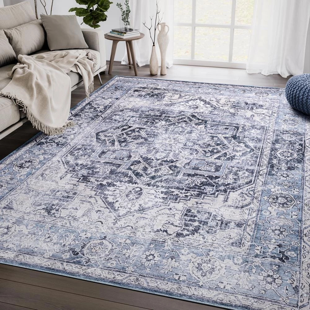 Abani Rugs Lola LOL140A Contemporary Blue 5 ft. 3 in. x 7 ft. 6 in. Area Rug 8 Abani Rugs Lola LOL140A Contemporary Blue 5 ft. 3 in. x 7 ft. 6 in. Area Rug - Image 6