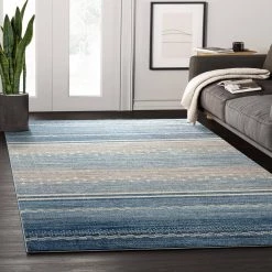 Mesa Blue 7 ft. 9 in. x 10 ft. 2 in. Striped Polypropylene Area Rug by Abani -Abani Sales blue abani area rugs mes210a 8 31 1000