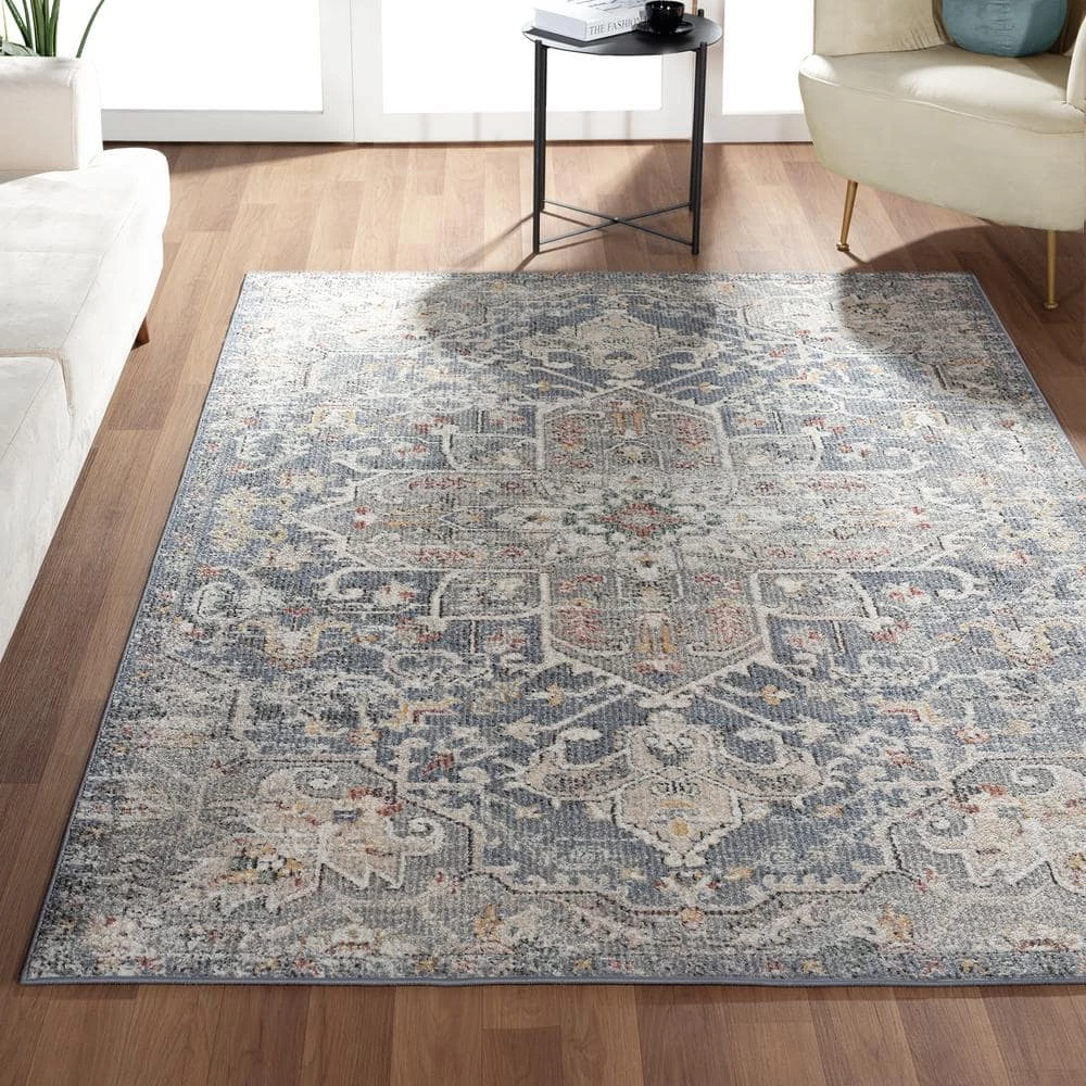 Milas Blue 6 ft. x 9 ft. Oriental Polypropylene Area Rug by Abani 5 Milas Blue 6 ft. x 9 ft. Oriental Polypropylene Area Rug by Abani - Image 3