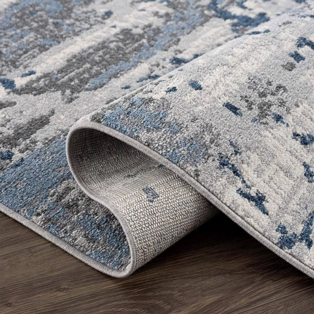 Abani Rugs MIST MIS100A Abstract Concrete Wall Blue 5 ft. 3 in. x 7 ft. 6 in. Area Rug 5 Abani Rugs MIST MIS100A Abstract Concrete Wall Blue 5 ft. 3 in. x 7 ft. 6 in. Area Rug - Image 3