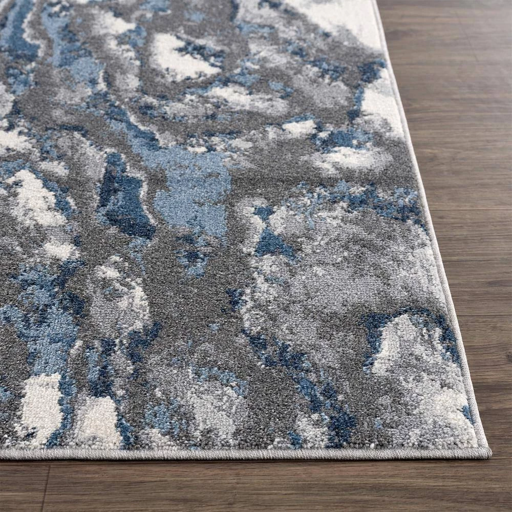 Abani Rugs MIST MIS120A Abstract Blue 5 ft. 3 in. x 7 ft. 6 in. Area Rug 4 Abani Rugs MIST MIS120A Abstract Blue 5 ft. 3 in. x 7 ft. 6 in. Area Rug - Image 2