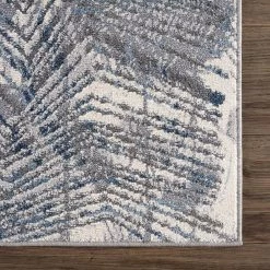 Abani Rugs MIST MIS130A Leaves Blue 5 ft. 3 in. x 7 ft. 6 in. Area Rug -Abani Sales blue abani area rugs mis130a 5 4f 1000