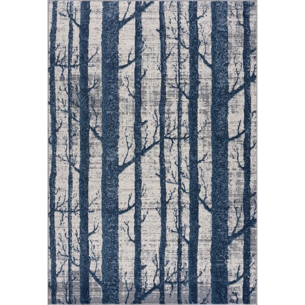 Abani Rugs MIST MIS140A Blue 5 ft. 3 in. x 7 ft. 6 in. Trees Area Rug 3 Abani Rugs MIST MIS140A Blue 5 ft. 3 in. x 7 ft. 6 in. Trees Area Rug