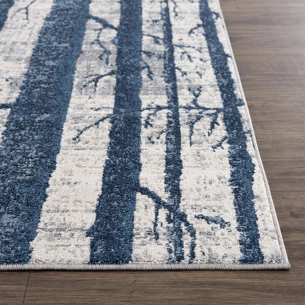Abani Rugs MIST MIS140A Blue 5 ft. 3 in. x 7 ft. 6 in. Trees Area Rug 4 Abani Rugs MIST MIS140A Blue 5 ft. 3 in. x 7 ft. 6 in. Trees Area Rug - Image 2