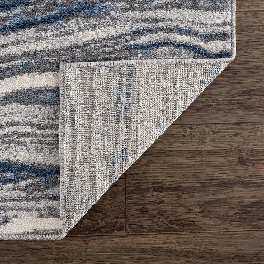 Abani Rugs MIST MIS150A Lined Blue 4 ft. x 6 ft. Modern Area Rug 7 Abani Rugs MIST MIS150A Lined Blue 4 ft. x 6 ft. Modern Area Rug - Image 5