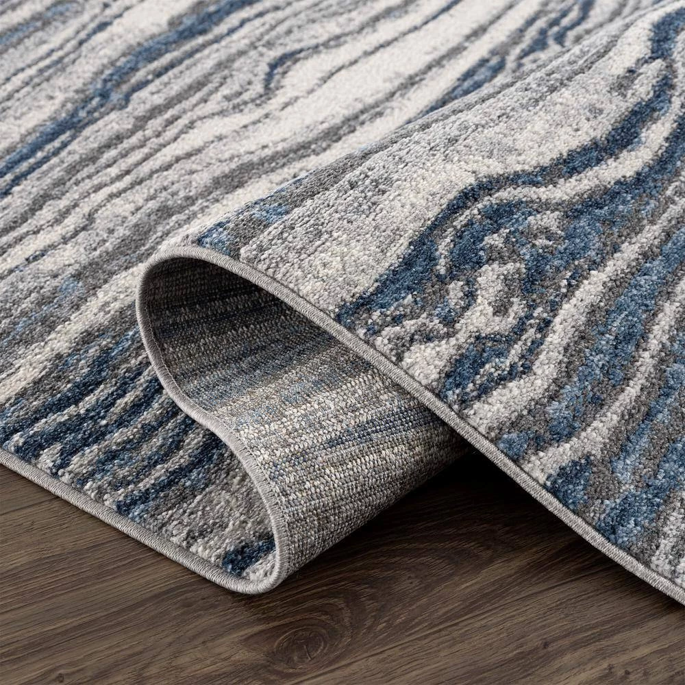 Abani Rugs MIST MIS150A Lined Blue 4 ft. x 6 ft. Modern Area Rug 5 Abani Rugs MIST MIS150A Lined Blue 4 ft. x 6 ft. Modern Area Rug - Image 3