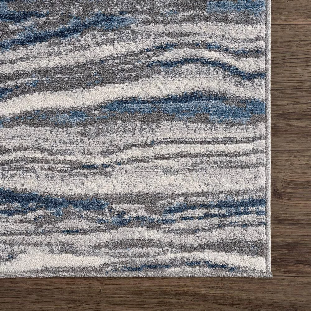 Abani Rugs MIST MIS150A Lined Blue 4 ft. x 6 ft. Modern Area Rug 4 Abani Rugs MIST MIS150A Lined Blue 4 ft. x 6 ft. Modern Area Rug - Image 2