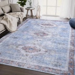Abani Rugs Molana MOL120A Vintage Blue 7 ft. 9 in. x 10 ft. 2 in. Turkish Area Rug -Abani Sales blue abani area rugs mol120a 8 31 1000