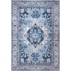 Abani Rugs Molana MOL130A Blue 5 ft. 3 in. x 7 ft. 6 in. Medallion Area Rug