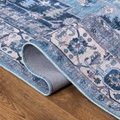 Abani Rugs Molana MOL130A Blue 5 ft. 3 in. x 7 ft. 6 in. Medallion Area Rug -Abani Sales blue abani area rugs mol130a 5 c3 1000