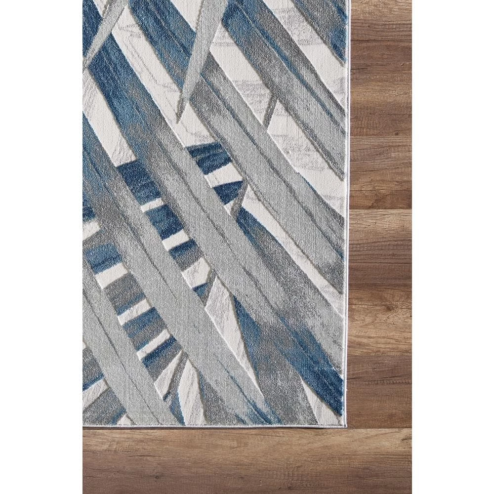 Nova Blue 9 ft. x 12 ft. Abstract Polyester Area Rug by Abani 5 Nova Blue 9 ft. x 12 ft. Abstract Polyester Area Rug by Abani - Image 3