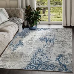 Nova Blue 5.3 ft. x 7.6 ft. Abstract Polyester Area Rug by Abani -Abani Sales blue abani area rugs nov140a 5 31 1000
