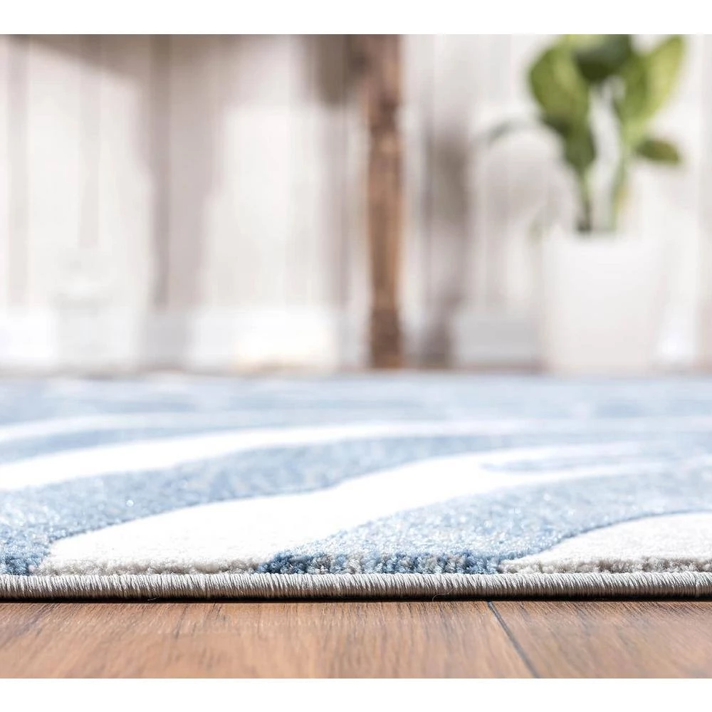 Nova Blue 9 ft. x 12 ft. Abstract Polyester Area Rug by Abani 8 Nova Blue 9 ft. x 12 ft. Abstract Polyester Area Rug by Abani - Image 6