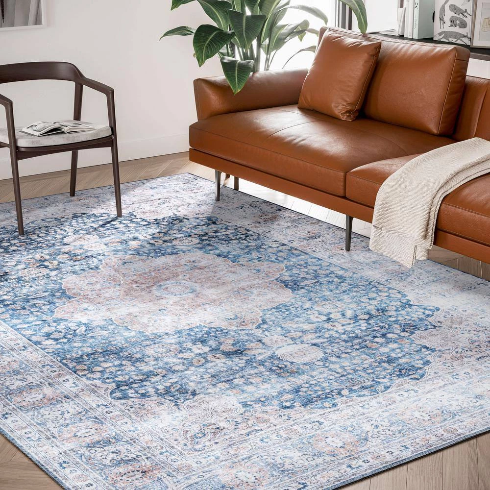 Paloma Blue 6 ft. x 9 ft. Oriental Polyester Area Rug by Abani 10 Paloma Blue 6 ft. x 9 ft. Oriental Polyester Area Rug by Abani - Image 8