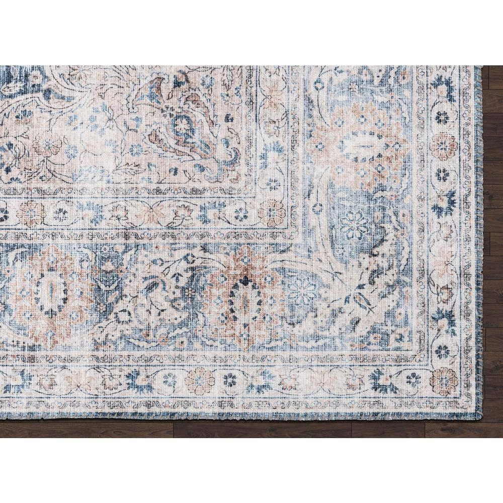 Paloma Blue 6 ft. x 9 ft. Oriental Polyester Area Rug by Abani 5 Paloma Blue 6 ft. x 9 ft. Oriental Polyester Area Rug by Abani - Image 3