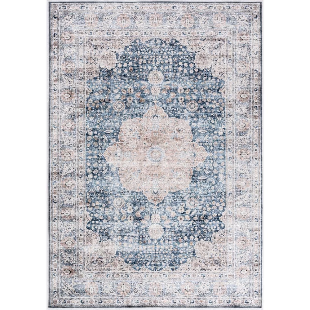 Paloma Blue 6 ft. x 9 ft. Oriental Polyester Area Rug by Abani 3 Paloma Blue 6 ft. x 9 ft. Oriental Polyester Area Rug by Abani