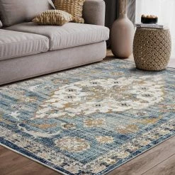 Porto Blue 4 ft. x 6 ft. Oriental Polypropylene Area Rug by Abani 17 Porto Blue 4 ft. x 6 ft. Oriental Polypropylene Area Rug by Abani -Abani Sales blue abani area rugs prt170a 4 31 1000