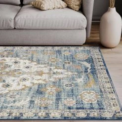 Porto Blue 4 ft. x 6 ft. Oriental Polypropylene Area Rug by Abani 16 Porto Blue 4 ft. x 6 ft. Oriental Polypropylene Area Rug by Abani -Abani Sales blue abani area rugs prt170a 4 44 1000