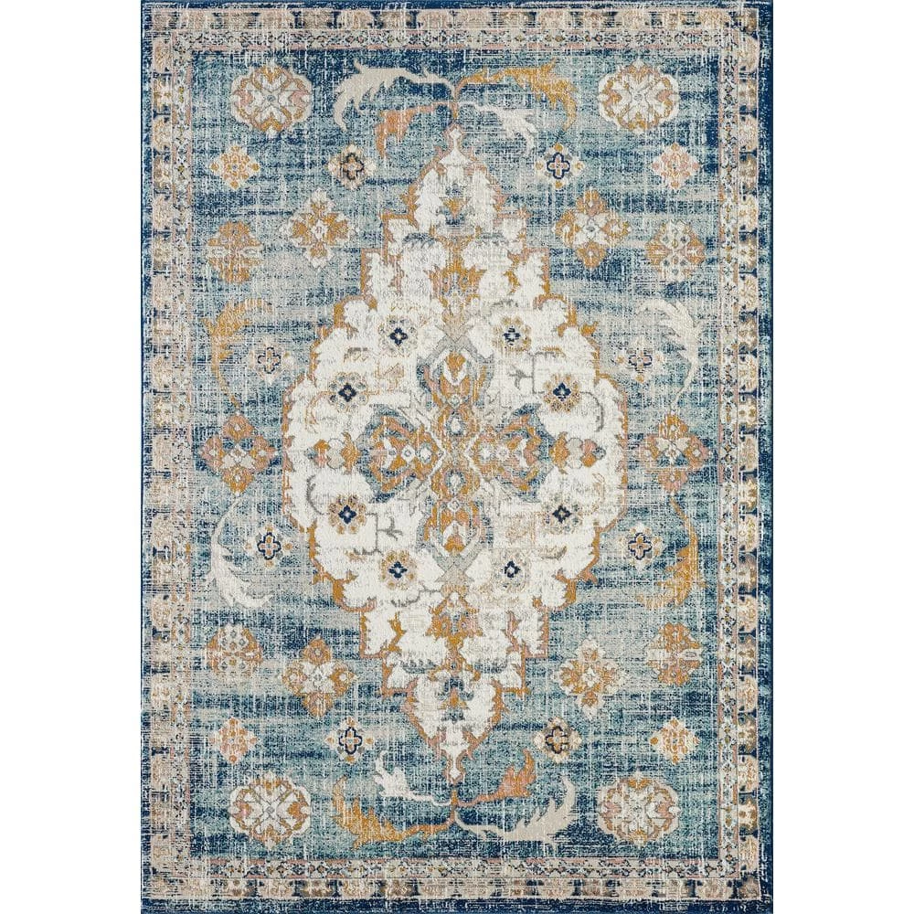 Porto Blue 4 ft. x 6 ft. Oriental Polypropylene Area Rug by Abani 3 Porto Blue 4 ft. x 6 ft. Oriental Polypropylene Area Rug by Abani