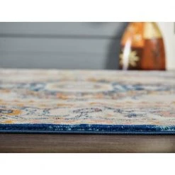 Porto Blue 5 ft. 3 ft. x 7 ft. 6 in. Oriental Polypropylene Area Rug by Abani -Abani Sales blue abani area rugs prt180a 5 1f 1000