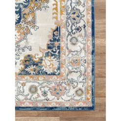 Porto Blue 5 ft. 3 ft. x 7 ft. 6 in. Oriental Polypropylene Area Rug by Abani -Abani Sales blue abani area rugs prt180a 5 40 1000