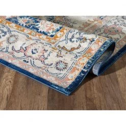 Porto Blue 5 ft. 3 ft. x 7 ft. 6 in. Oriental Polypropylene Area Rug by Abani -Abani Sales blue abani area rugs prt180a 5 4f 1000