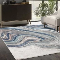 Porto Blue 3 ft. x 5 ft. Abstract Polypropylene Area Rug by Abani -Abani Sales blue abani area rugs prt200a 3 31 1000