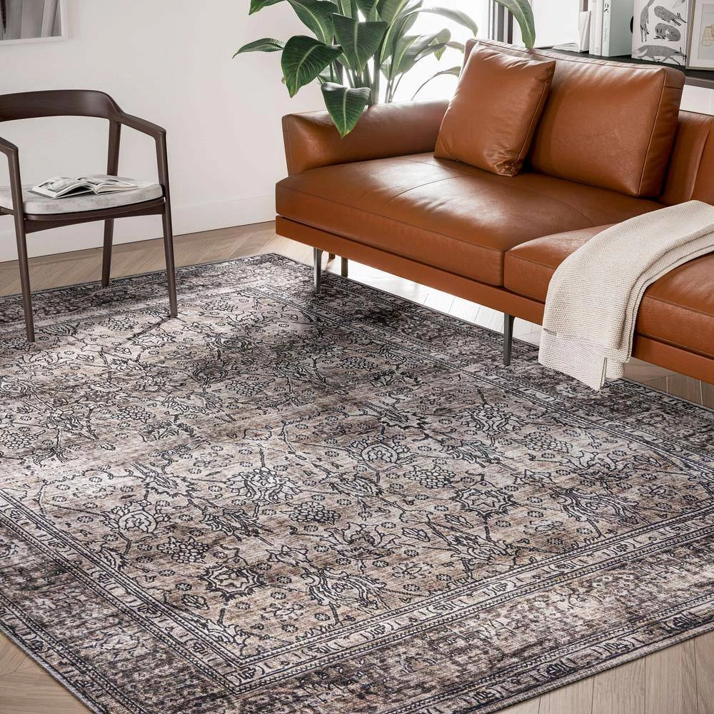 Paloma Brown 5 ft. 3 ft. x 7 ft. 6 in. Oriental Polyester Area Rug by Abani 10 Paloma Brown 5 ft. 3 ft. x 7 ft. 6 in. Oriental Polyester Area Rug by Abani - Image 8