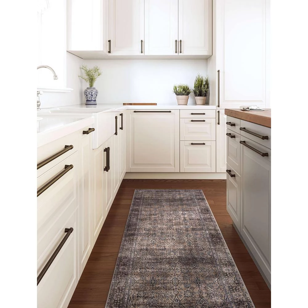 Paloma Brown 5 ft. 3 ft. x 7 ft. 6 in. Oriental Polyester Area Rug by Abani 9 Paloma Brown 5 ft. 3 ft. x 7 ft. 6 in. Oriental Polyester Area Rug by Abani - Image 7