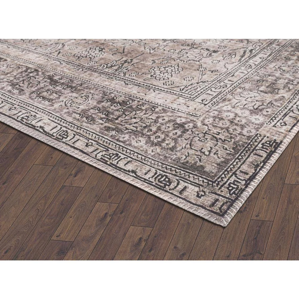 Paloma Brown 5 ft. 3 ft. x 7 ft. 6 in. Oriental Polyester Area Rug by Abani 7 Paloma Brown 5 ft. 3 ft. x 7 ft. 6 in. Oriental Polyester Area Rug by Abani - Image 5