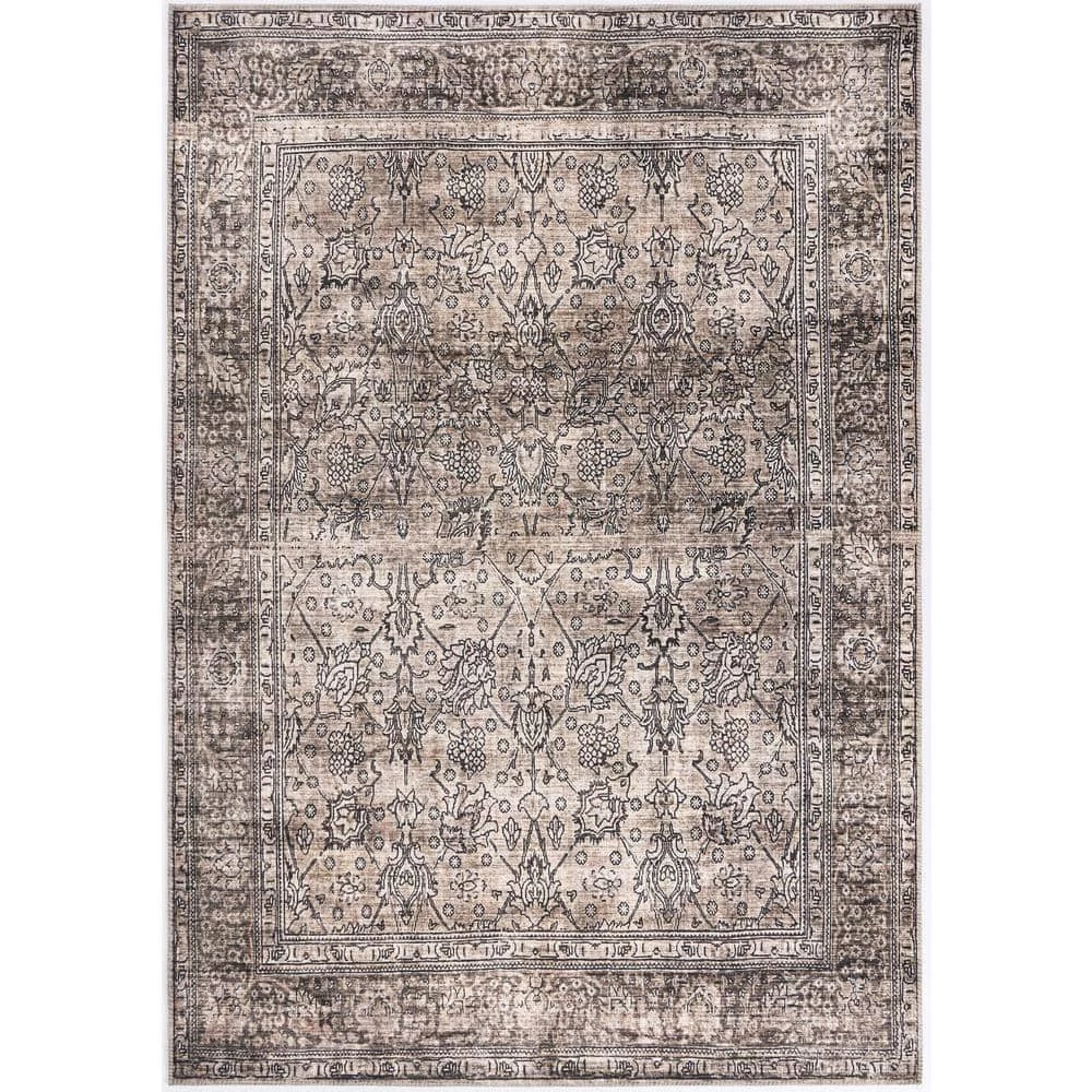 Paloma Brown 5 ft. 3 ft. x 7 ft. 6 in. Oriental Polyester Area Rug by Abani 3 Paloma Brown 5 ft. 3 ft. x 7 ft. 6 in. Oriental Polyester Area Rug by Abani