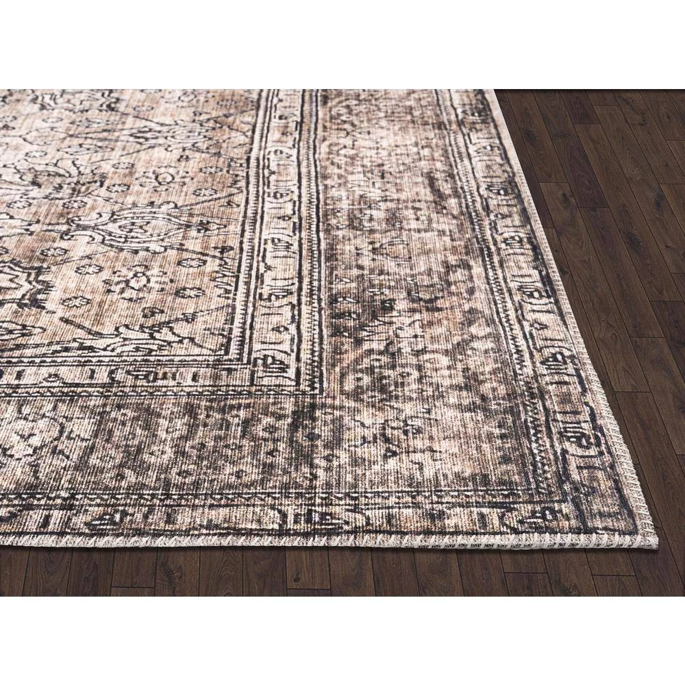 Paloma Brown 5 ft. 3 ft. x 7 ft. 6 in. Oriental Polyester Area Rug by Abani 4 Paloma Brown 5 ft. 3 ft. x 7 ft. 6 in. Oriental Polyester Area Rug by Abani - Image 2