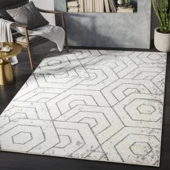 Casa Cream 7 ft. 9 in. x 10 ft. 2 in. Geometric Polypropylene Area Rug by Abani -Abani Sales cream abani area rugs cas190a 8 31 1000
