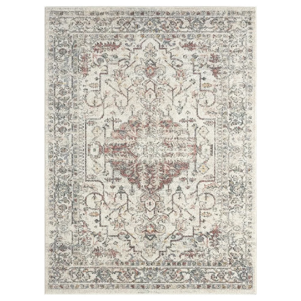 Milas Cream 5 ft. 3 ft. x 7 ft. 6 in. Oriental Polypropylene Area Rug by Abani 3 Milas Cream 5 ft. 3 ft. x 7 ft. 6 in. Oriental Polypropylene Area Rug by Abani