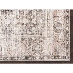 Paloma Cream 5 ft. 3 ft. x 7 ft. 6 in. Distressed Polyester Area Rug by Abani -Abani Sales cream abani area rugs pal210a 5 40 1000