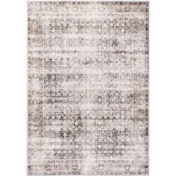 Paloma Cream 5 ft. 3 ft. x 7 ft. 6 in. Distressed Polyester Area Rug by Abani