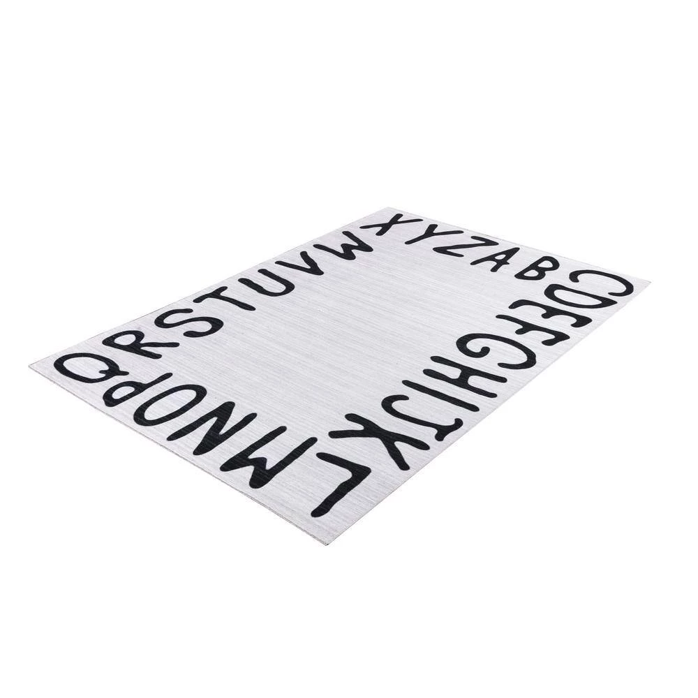 Abani Rugs Parker PAR100A Alphabet Cream and White 5 ft. 3 in. x 7 ft. 6 in. Area Rug 6 Abani Rugs Parker PAR100A Alphabet Cream and White 5 ft. 3 in. x 7 ft. 6 in. Area Rug - Image 4