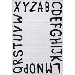 Abani Rugs Parker PAR100A Alphabet Cream and White 5 ft. 3 in. x 7 ft. 6 in. Area Rug