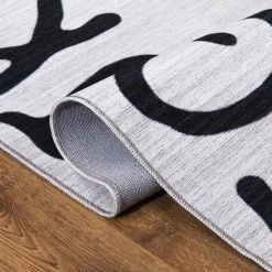 Abani Rugs Parker PAR100A Alphabet Cream and White 5 ft. 3 in. x 7 ft. 6 in. Area Rug 10 Abani Rugs Parker PAR100A Alphabet Cream and White 5 ft. 3 in. x 7 ft. 6 in. Area Rug -Abani Sales cream abani area rugs par100a 5 c3 1000